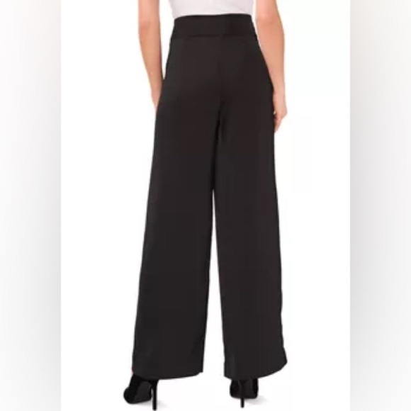 NWT - CeCe Women's Pleated Wide-Leg Pants High rise Pleated Black size 8 MSRP 89 - Picture 2 of 4